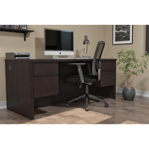Executive desk with dual half pedestals