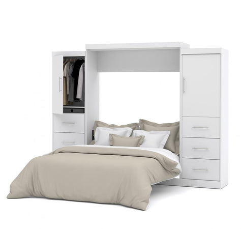 Grand lit escamotable avec 2 armoires-penderies (115L)