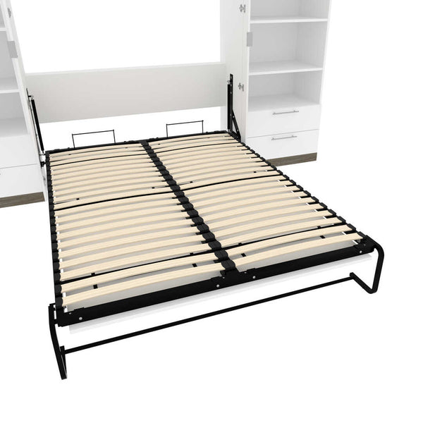 Grand lit escamotable (queen) et 2 étagères avec tiroirs (125L)