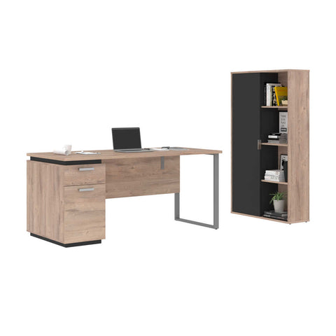 66W Desk with Single Pedestal and Storage Cabinet