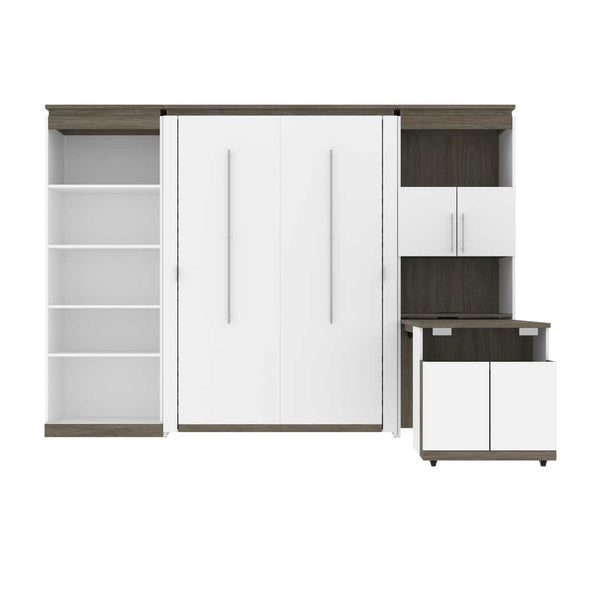 Full Murphy Bed with Shelving and Fold-Out Desk (119W)