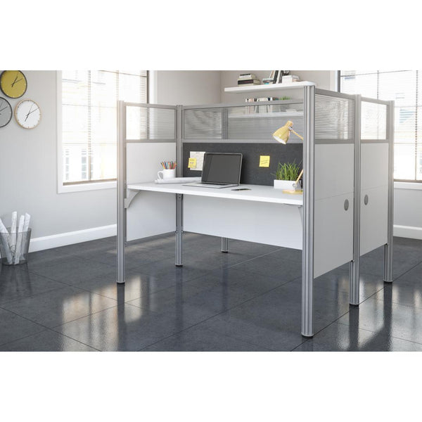 63W Office Cubicles with Gray Tack Boards and High Privacy Panels