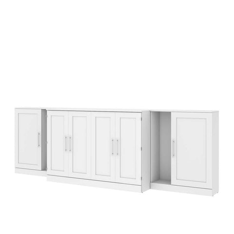 Queen Cabinet Bed with Mattress and Storage Cabinets (139W)