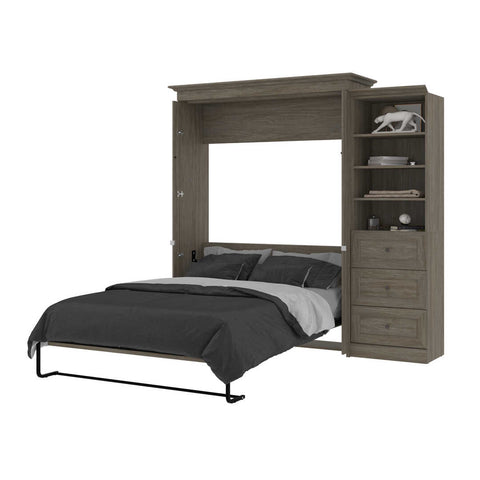 Queen Murphy Bed with Shelves and Drawers (92W)