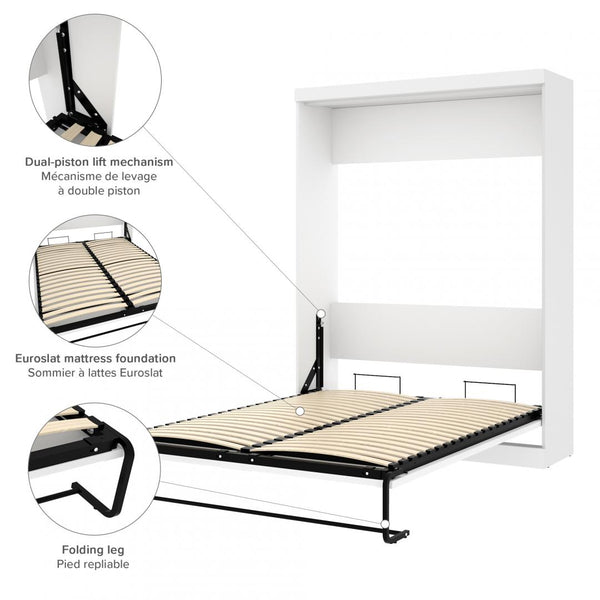 Grand lit escamotable avec canapé et étagère (96L)
