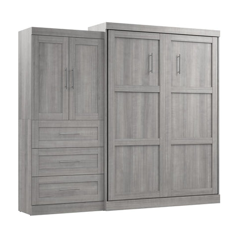 Queen Murphy Bed and Storage Cabinet with Drawers (101W)