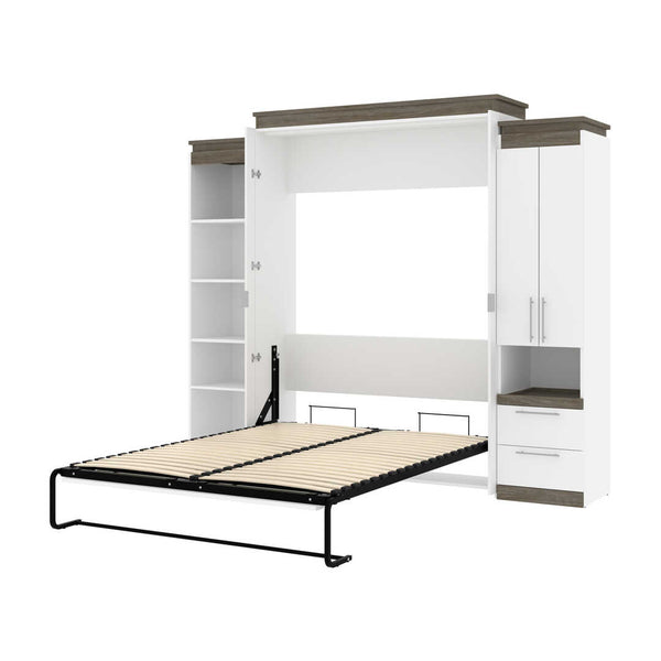 Grand lit escamotable avec armoire et tablettes (106L)
