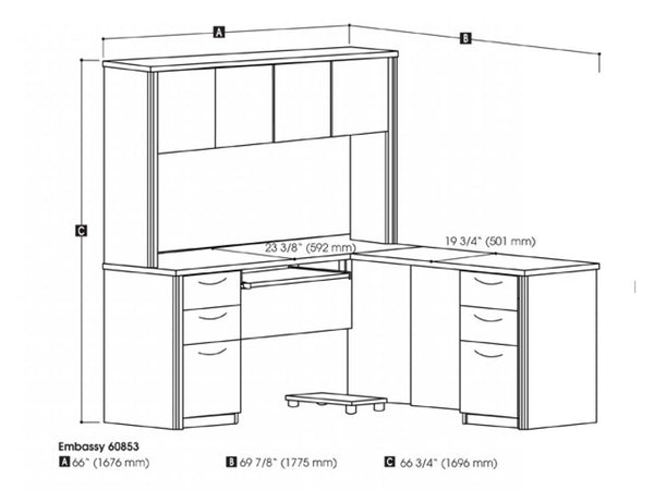 L-Shaped Desk with Two Pedestals and Hutch