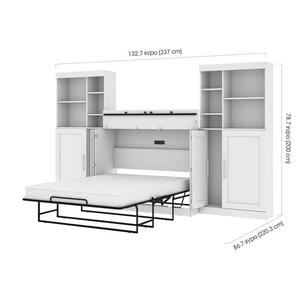 Full Cabinet Bed with Mattress and Tall Storage Cabinets (133W)