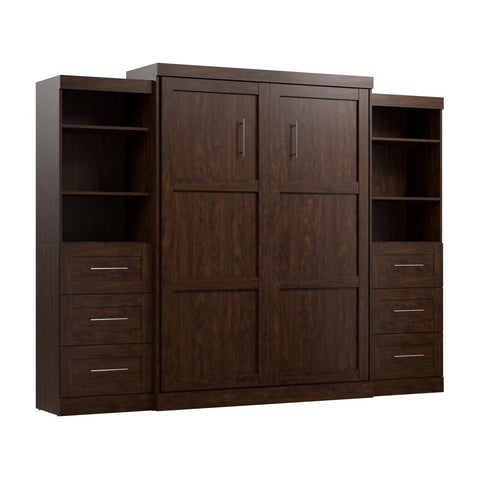 Queen Murphy Bed and 2 Shelving Units with Drawers (115W)