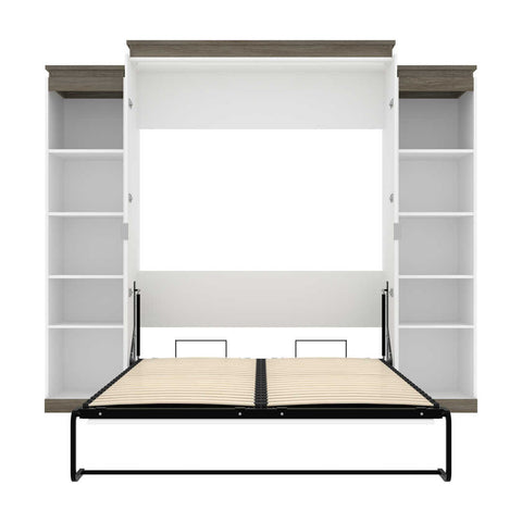 Queen Murphy Bed with 2 Narrow Shelving Units (105W)