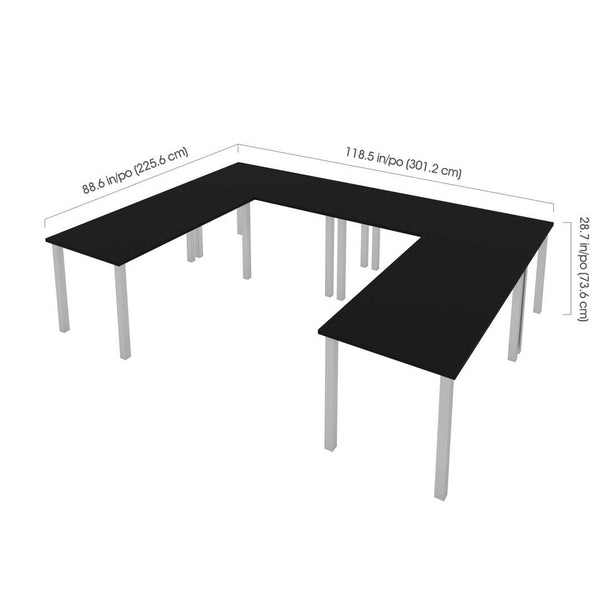 Four 60W x 30D Table Desks with Square Metal Legs
