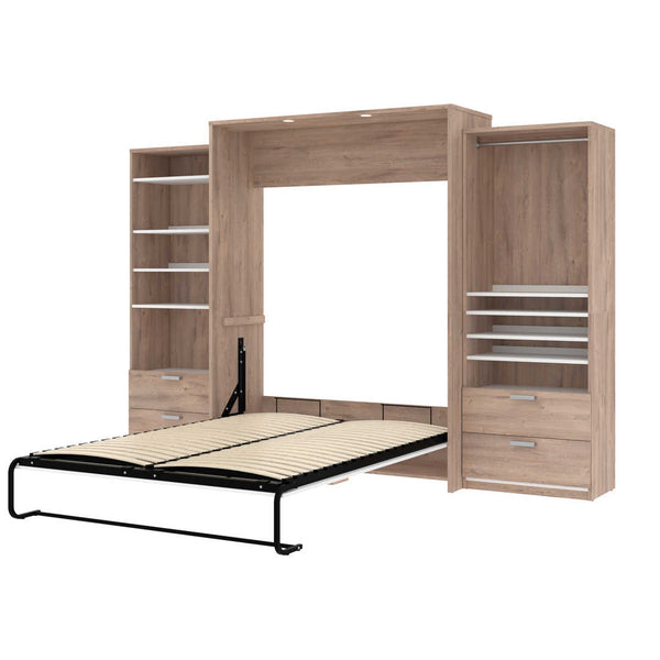 Queen Murphy Bed with 2 Closet Organizers with Drawers (125W)