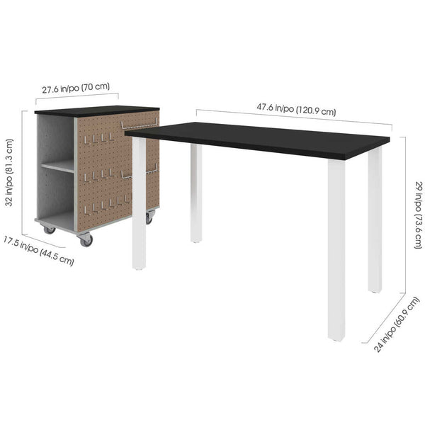 48W x 24D Table Desk with Mobile Storage Cabinet