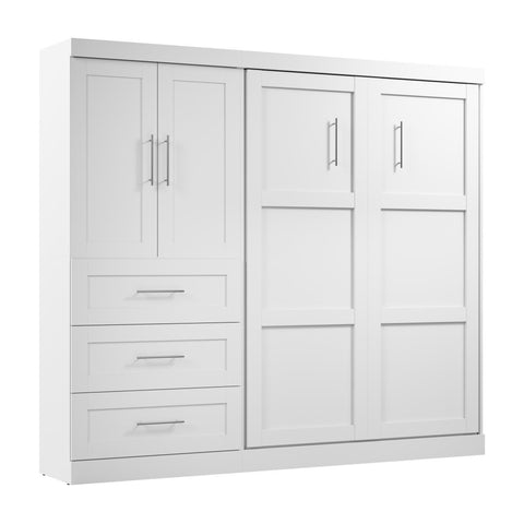 Lit escamotable double et armoire avec tiroirs (95L)