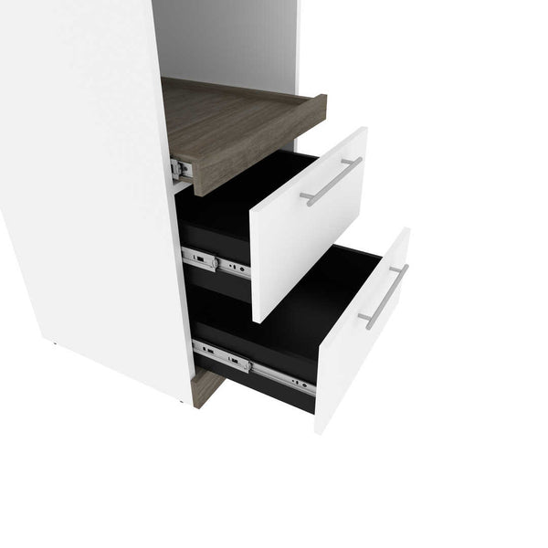 20W Narrow Storage Cabinet with Doors, Drawers and Pull-Out Shelf