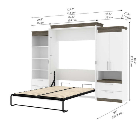 Grand lit escamotable (queen) et rangement multifonctionnel avec tiroirs (125L)