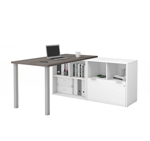 61W L-Shaped Desk with Metal Legs