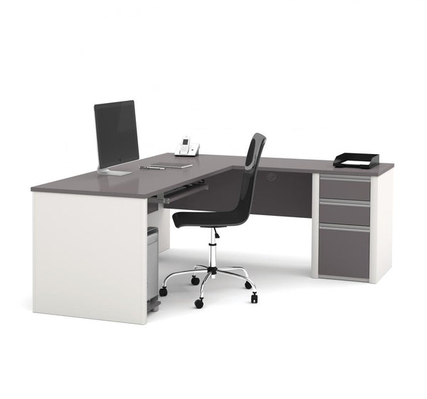 72W L-Shaped Desk with Pedestal