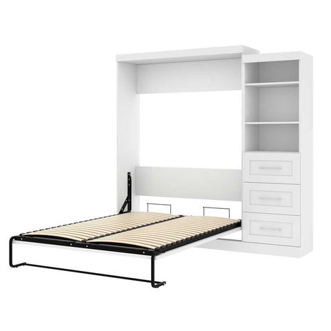 Queen Murphy Bed and Shelving Unit with Drawers (90W)