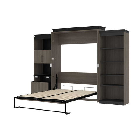 Queen Murphy Bed with Shelving and Fold-Out Desk (125W)