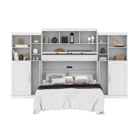 Queen Cabinet Bed with Mattress and Upper Storage (139W)