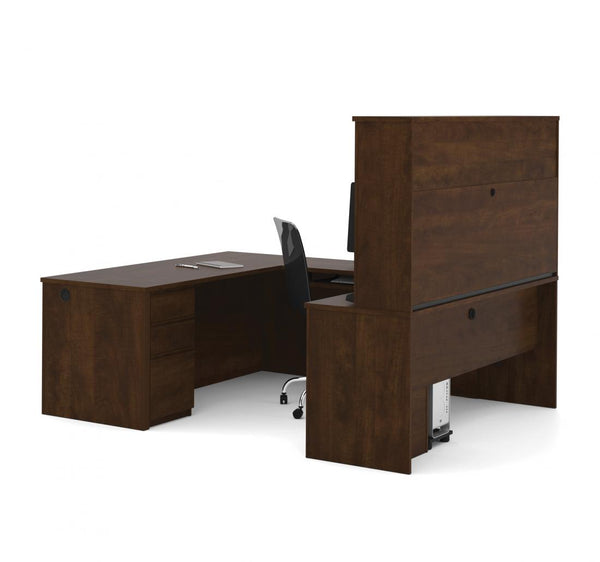 72W U-Shaped Executive Desk with 2 Pedestals and Hutch