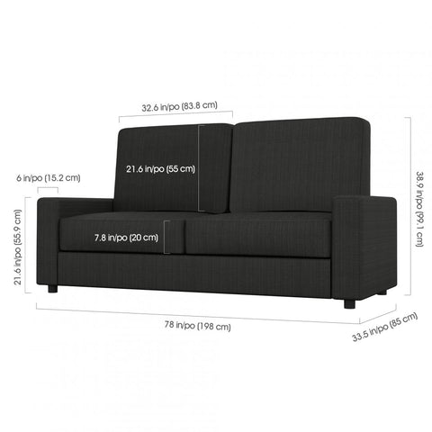 Grand lit escamotable avec canapé et étagères (115L)