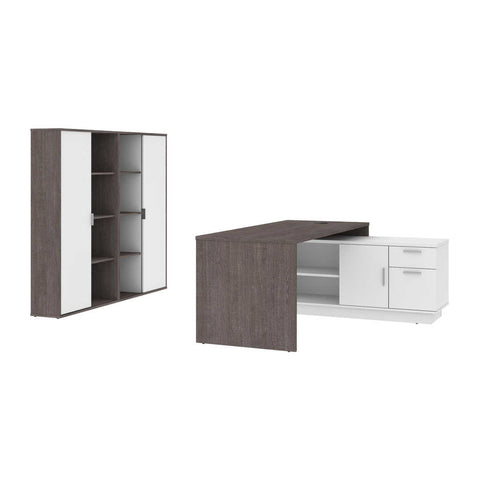 72W L-Shaped Desk with Storage Cabinets