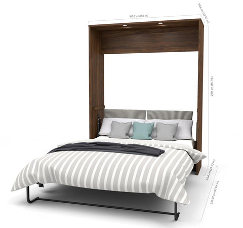 Grand lit escamotable avec tables de chevet et étagères flottantes (105L)