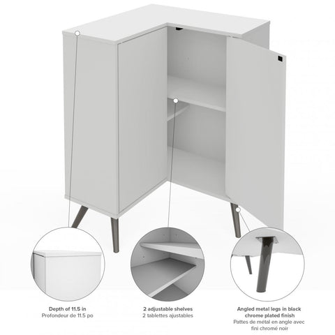 Corner Storage Cabinet with Metal Legs