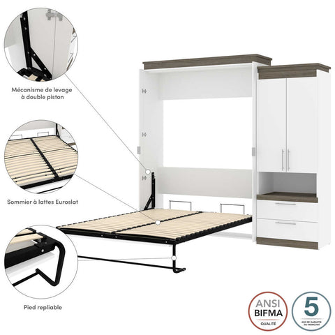 Queen Murphy Bed with Storage Cabinet and Pull-Out Shelf (97W)