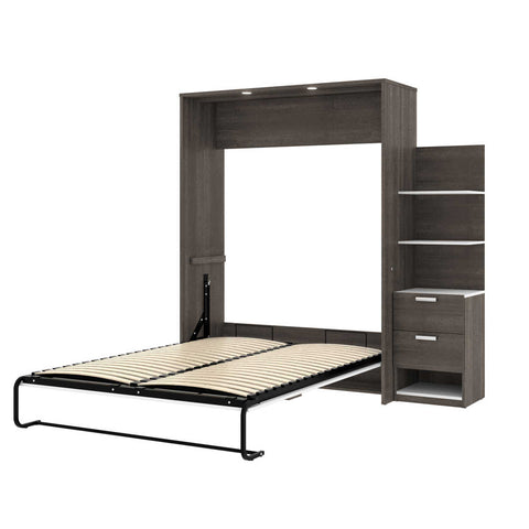 Queen Murphy Bed with Nightstand and Floating Shelves (85W)