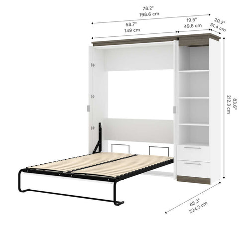 Full Murphy Bed with Shelves and Drawers (81W)