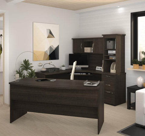 65W U or L-Shaped Executive Desk with Pedestal and Hutch