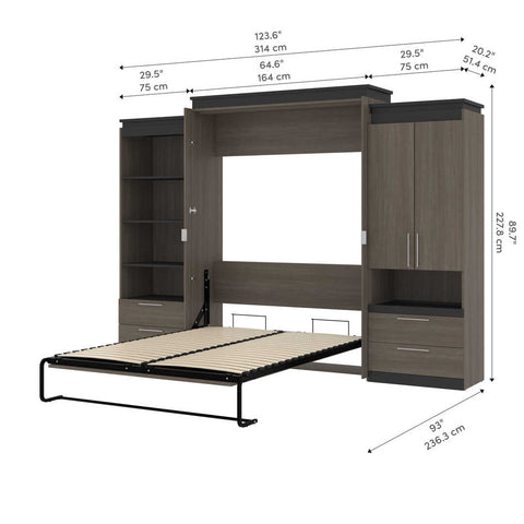 Grand lit escamotable (queen) et rangement multifonctionnel avec tiroirs (125L)