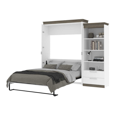 Grand lit escamotable avec tablettes et tiroirs (97L)