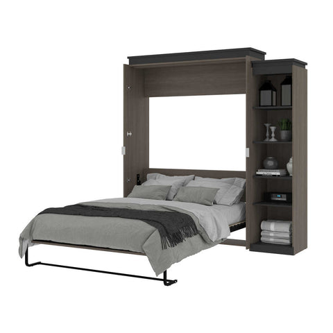 Grand lit escamotable (queen) avec étagère étroite (85L)