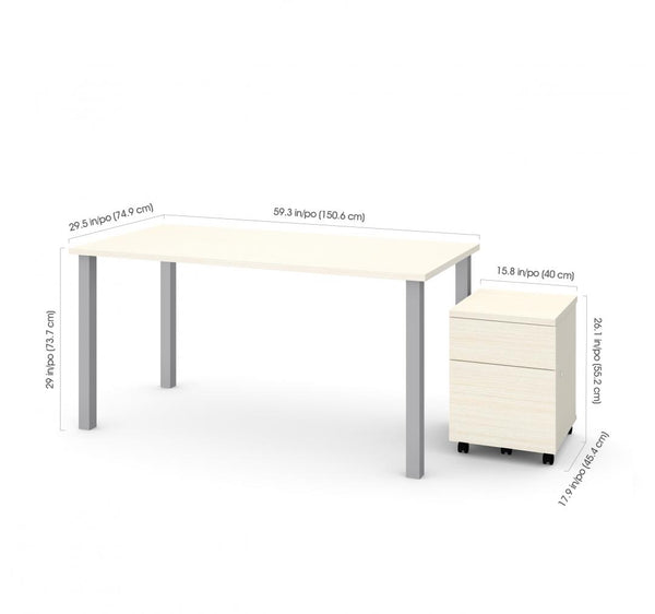 60W x 30D Table Desk with Mobile Pedestal