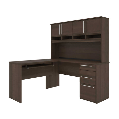 60W L-Shaped Desk with Hutch