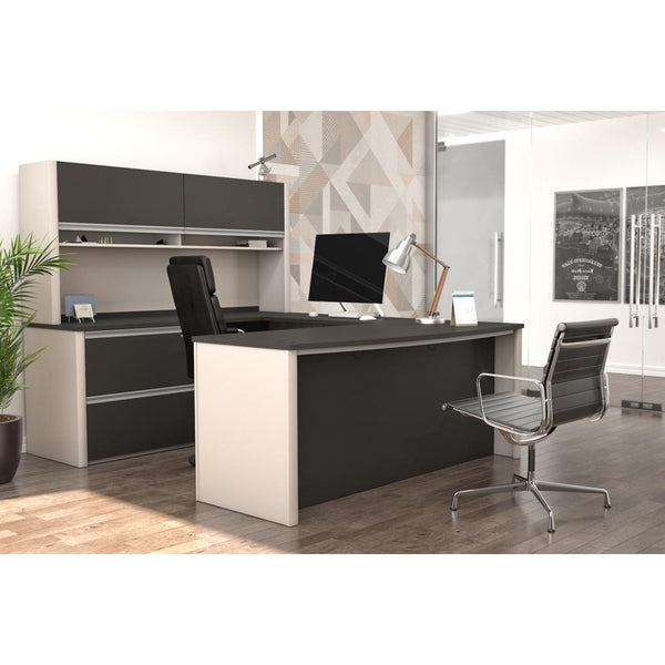 72W U-Shaped Executive Desk with Lateral File Cabinet and Hutch