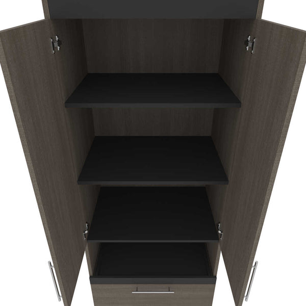 Full Murphy Bed and 2 Storage Cabinets with Pull-Out Shelves (119W)