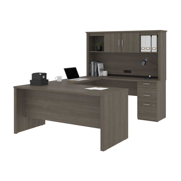 66W U or L-Shaped Executive Office Desk with Pedestal and Hutch