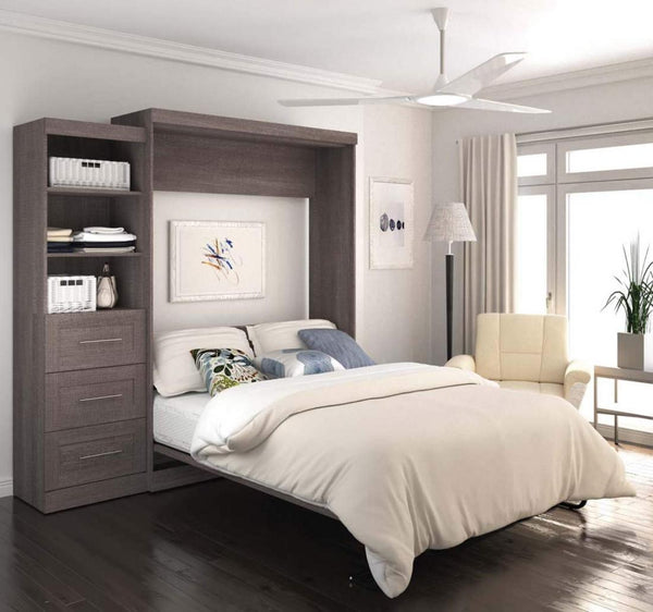 Grand lit escamotable et étagère avec tiroirs (90L)