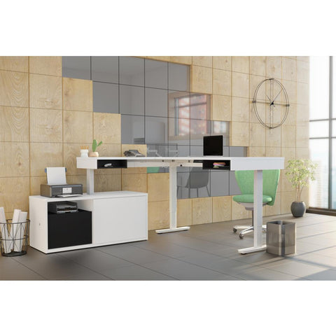 81W L-Shaped Standing Desk with Credenza