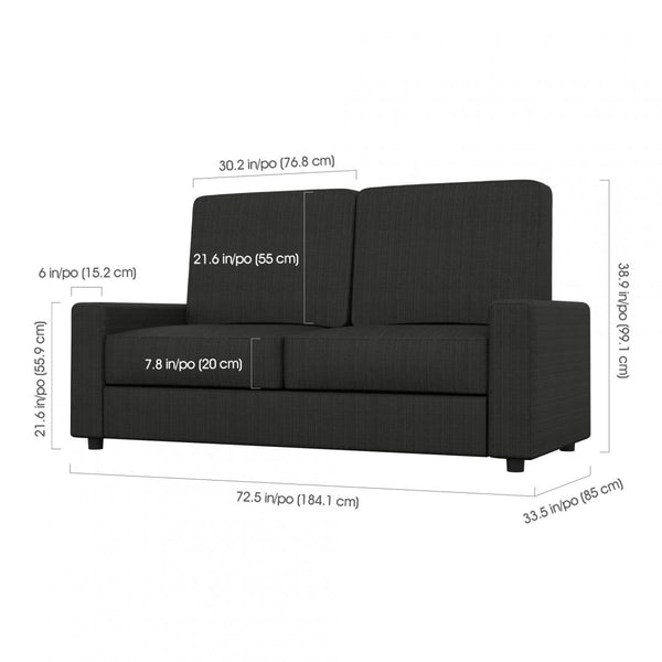 Lit escamotable double avec canapé et étagères (109L)