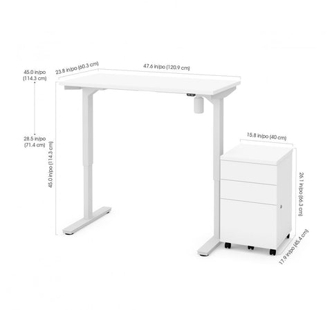 48W x 24D Standing Desk with Assembled Mobile File Cabinet