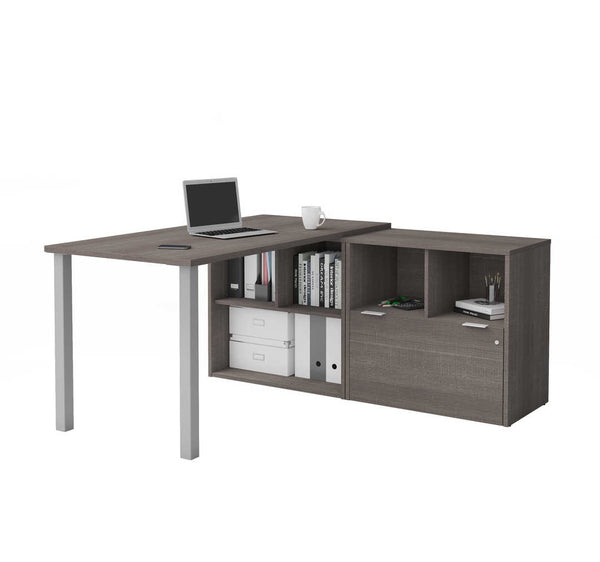 61W L-Shaped Desk with Metal Legs