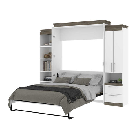 Queen Murphy Bed with Storage Cabinet and Shelves (106W)