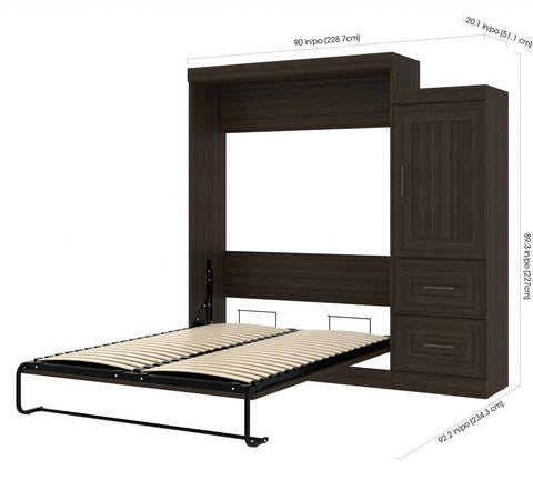 Grand lit escamotable et penderie avec tiroirs (91L)